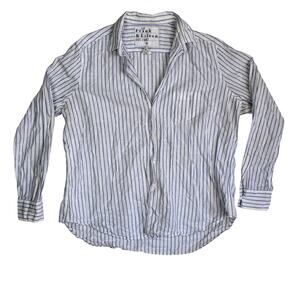 Frank & Eileen Button Up Shirt Womens Medium Eileen Relaxed Blue White Striped